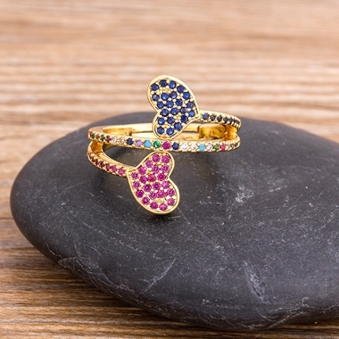 Dropshipping 6 Styles Romantic Heart Rings Fashion Gold  Color Wedding Ring for Female Statement Engagement Party Jewelry