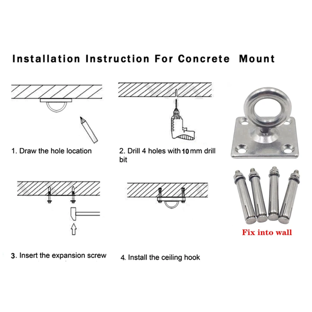 304 Stainless Steel Ceiling Hanging Kit Anchor Suspension Bracket Hook Hanger For Yoga Hammock Sex Swing Hanging Chair Sandbag