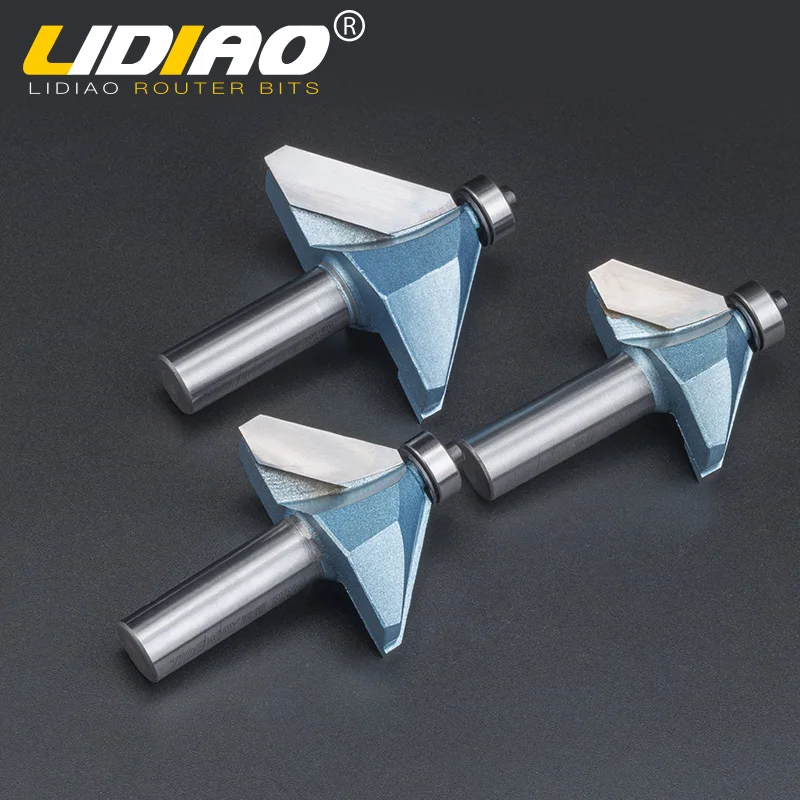 LIDIAO 1 шт. 1/2 ''деревообрабатывающий фреза 45 ° фаска бит с подшипником конической фрезы для дерева Концевая фреза для обрезки машины