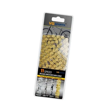 

Vg Sports Road Mountain Bike Parts Bicycle Chain 11 Speed Mtb Chains 116L Half Hollow -Ti-Gold Chains