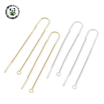 

pandahall 8pcs/Set Brass Stud Earring Findings Ear Threads and Loop for Jewelry Findings Mixed Color 103mm Hole: 2mm Pin: 0.8mm