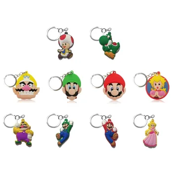 

Hot Sell 50PCS PVC Cartoon Figure Super Mario Bro Key Chain Mini Anime Key Ring Kids Toy Pendant Keychain Key Holder Party Gift