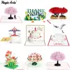 Cartes Pop-Up 3D fleurs, cadeaux d'anniversaire, carte postale licorne érable et cerisiers, Invitations de mariage, cartes de vœux ► Photo 1/6