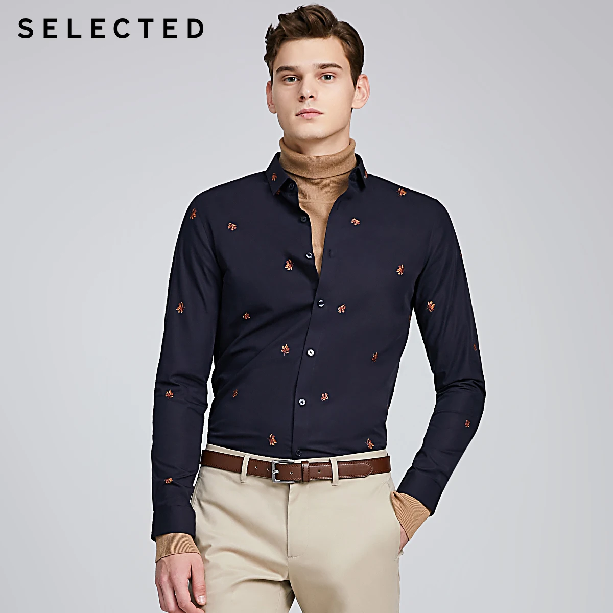 SELECTED Men's 100% Cotton Embroidery Slim Fit Long sleeve Shirts S|419405561 SELECTED Men's 100% Cotton Embroidery Slim Fit Long sleeve Shirts S|419405561