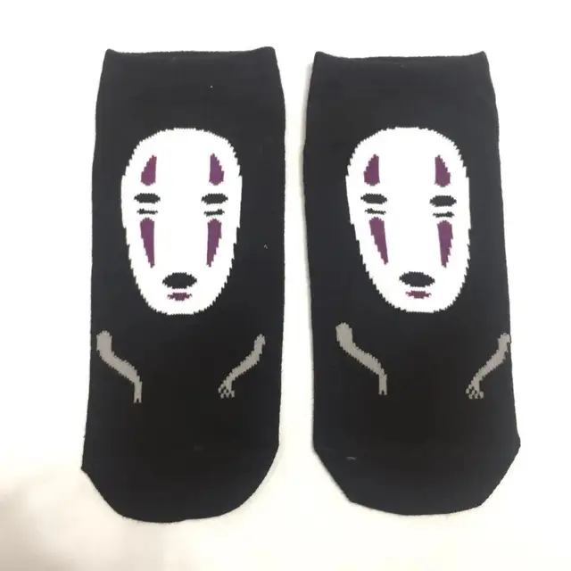 Cartoon Cat Cute Socks Women No Face Man Sock Totoro Funny Fashion Anime Spring Autumn Sweat Absorption Gray Classic Cotton Sock 303