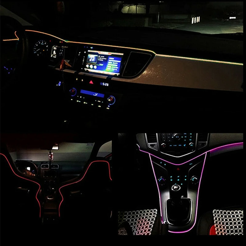 RGB многоцветный светодиодный светильник для салона автомобиля с Bluetooth APP