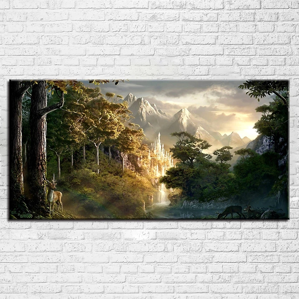 large 5D DIY Diamond Painting Castle In The Mountains Pictures Full Mosaic Embroidery Wall Deco.webp