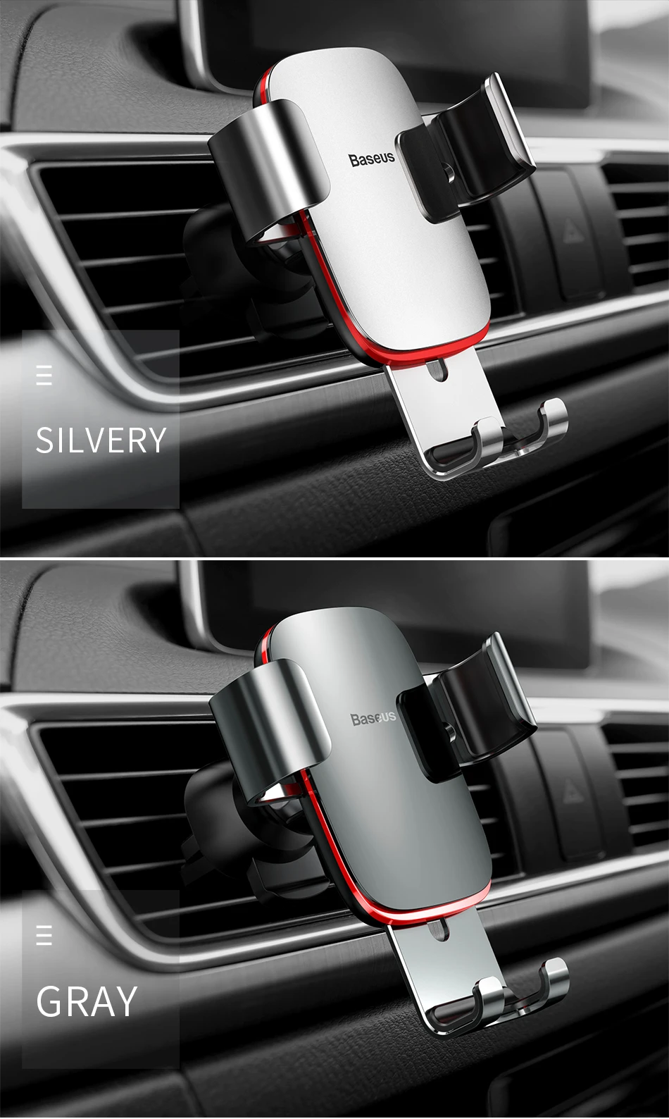 adjustable phone stand Baseus Air Outlet Phone Holder In Car Auto-locked Gravity Car Holder Universal Phone Holder Stand Mount For iPhone 11 Pro X Xs 7 mobile stand for car