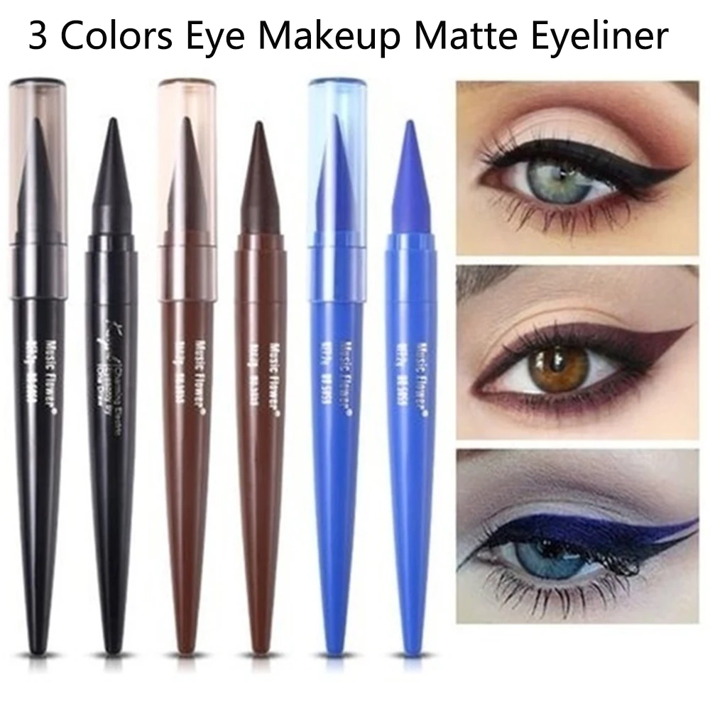 3 Colors Matte Liquid Eyeliner Pencil Eye Makeup Waterproof Sweat Proof