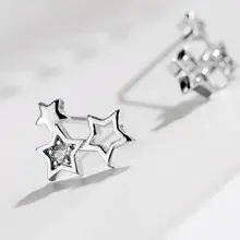 Модные ювелирные изделия, 925 пробы, серебряные серьги-гвоздики с кристаллами и звездами для женщин и детей, предотвращающие аллергию, подвески eh240