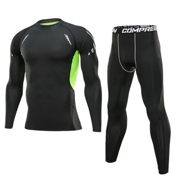 

2pcs / set Men Workout Sport Suit Gym Fitness Compression Clothing Running Jogging Sport Wear Exercise Workout Tights