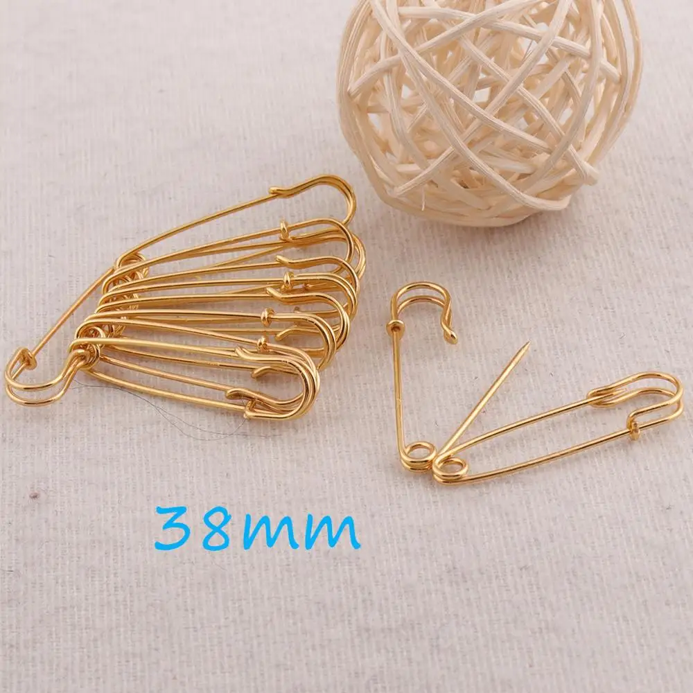 골드 안전 핀 브로치 스티치 마커, 공예 안전 핀, 루프 참, 쥬얼리 태그 패스너, 안전 핀, 38mm, 50 개