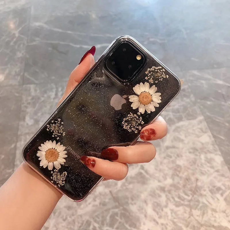 Настоящие цветы сушеные прозрачный чехол для телефона s iPhone 11 Pro Max X XR XS 6 6S 7 8 Plus