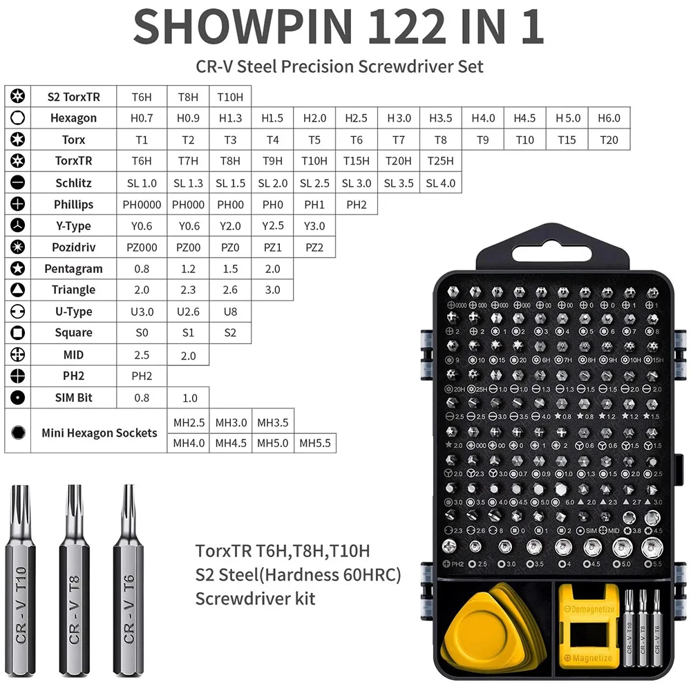 Computer Repair Kit,122 in 1 Magnetic Laptop Screwdriver Kit, Precision Screwdriver Set, Small Impact Screw Driver Set with Case