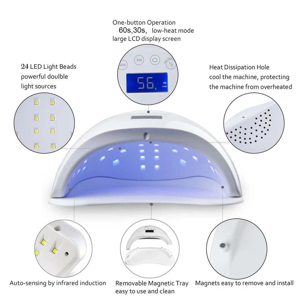 48W Smart Ice Lamp Nail Lamp Beauty Health Dry Lighting Uv Nail Lamp For Gel Polish uv lamp Motion Sensing Manicure Salon Tool