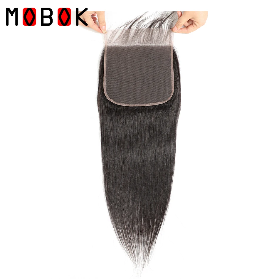 

MOBOK 1 Piece Brazilian Human Hair 6x6 Lace Closure Staright Natural Color Remy Hair Middle/Free/Three Part Free Shipping