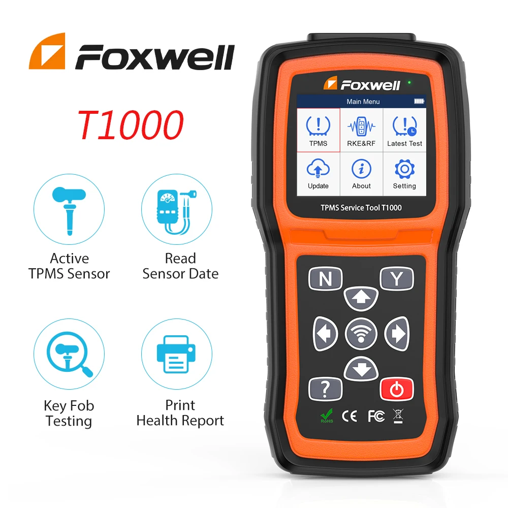 

Foxwell T1000 TPMS Trigger ToolRF Key FOB Tyre Pressure Monitoring System Tester Detector Activate Program TPMS Sensors Check