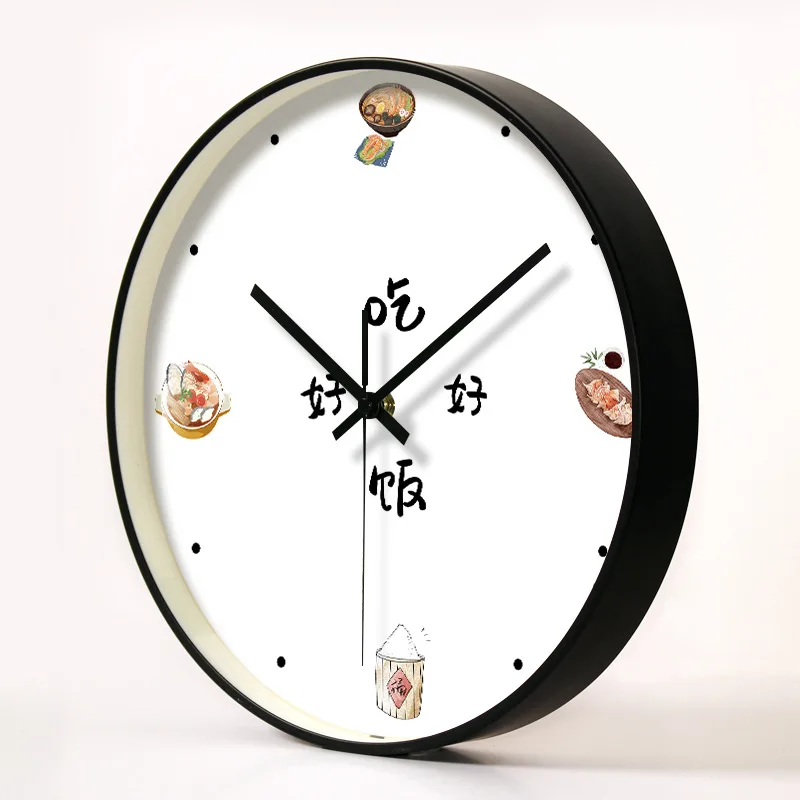 

[EOPU 1022 "Black And White with Pattern-Style Metal Wall Clock Living Room/Bedroom/Restaurant-Ring for a Generation of Fat