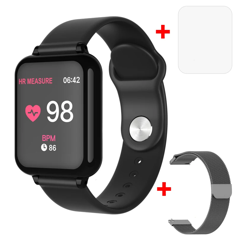 LEMDIOE b57 Смарт-часы для мужчин и женщин напоминание о звонках фитнес-трекер для Apple Watch Android IOS добавить Магнитный Миланский ремешок - Цвет: black add black