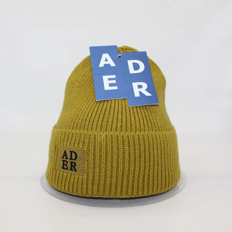 Winter Ader Error Wool Cap Small Leather Label Design Candy Colors Brand Knitted Hat Latest Couple Models Beanie South Korea 