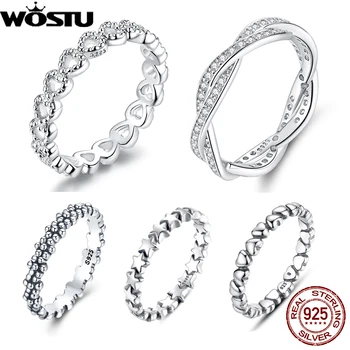 WOSTU Hot Sale 100% 925 Sterling Silver Styles Stackable Ring Party Finger Wedding Rings For Women Original Fashion Jewelry Gift