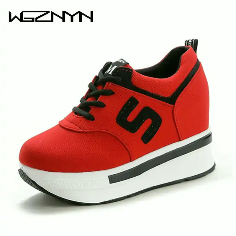 

WGZNYN Platform Women Shoes Height Increasing Canvas Wedges Platform Heels Shoes Sneakers Women Casual Shoes Chaussure Femme W04