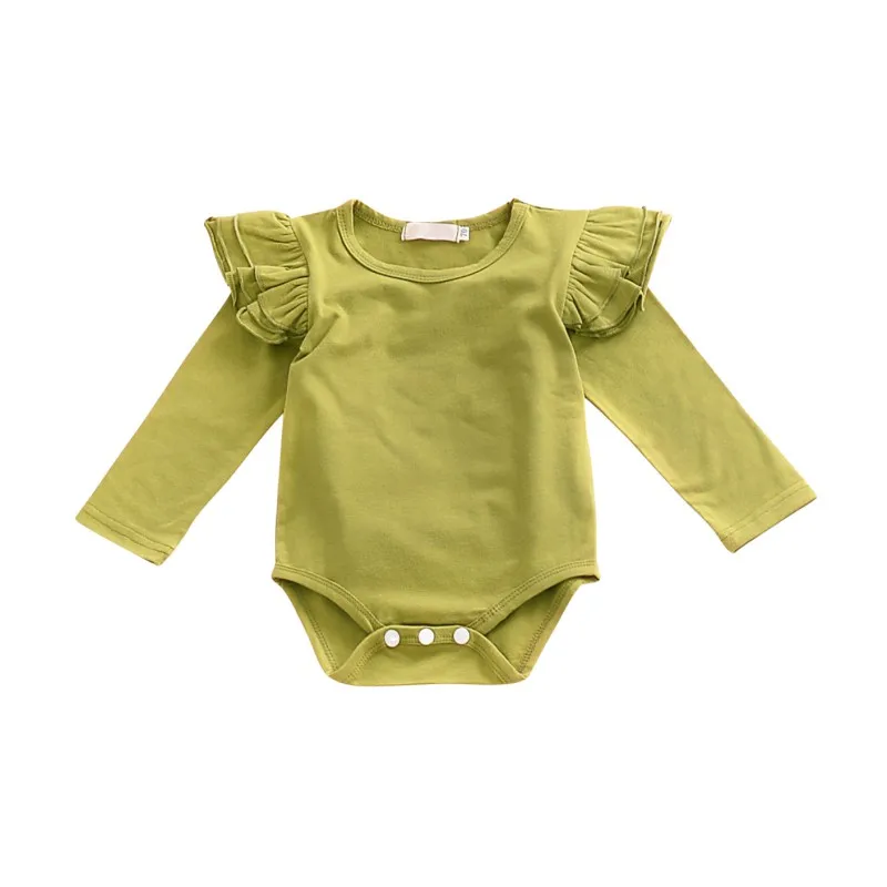 Одежда для маленьких девочек Однотонные топы, Милая футболка с длинными рукавами в форме цветов Топ для девочек - Цвет: Зеленый