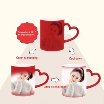 

Custom DIY Photo Logo Red Mug Color Changing Heat Sensitive Ceramic Personalized Text Funny 11oz Coffee Mug Surprise Gift