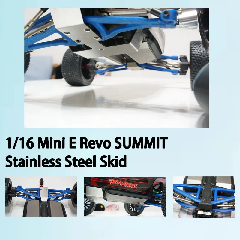 4pcs Stainless Steel 1/16 Mini E Revo SUMMIT Skid Plate Battery Servo Protector  rc crawler accessories