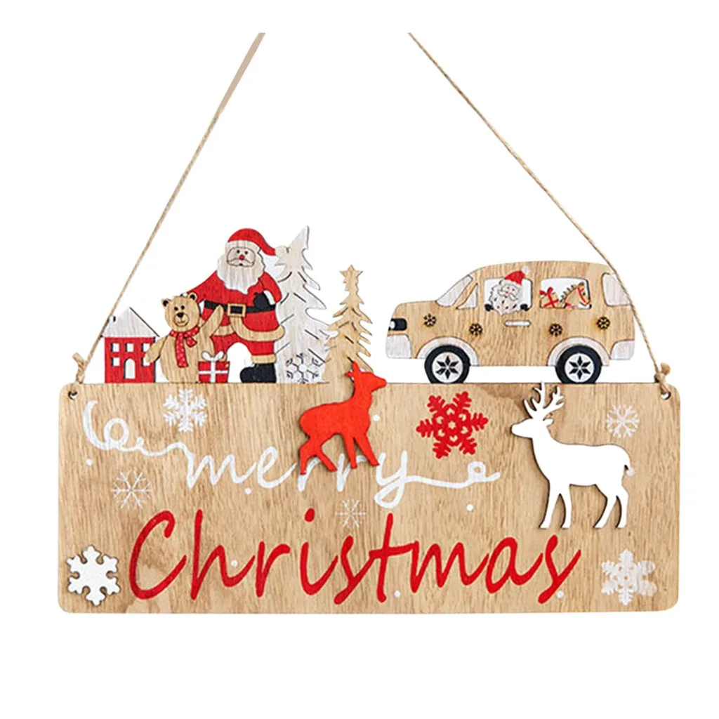 Деревянные подвесные таблички с мультяшным снеговиком, 1 шт., рождественские подвесные вывески, декоративные деревянные двери, украшение для дома на Рождество, 1025#30 - Цвет: B