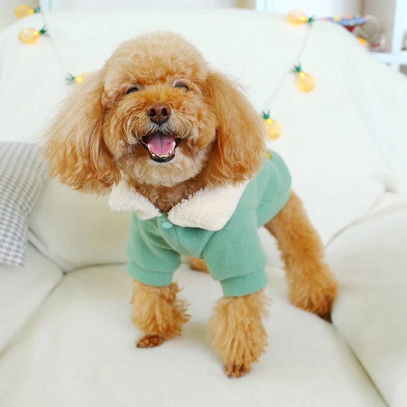 

Geometric Patterns Green Dog Woolen Jacket Dog Clothes Winter French Bulldog Dog Clothes For Small Dogs Warm Outfit Pugs Clothes