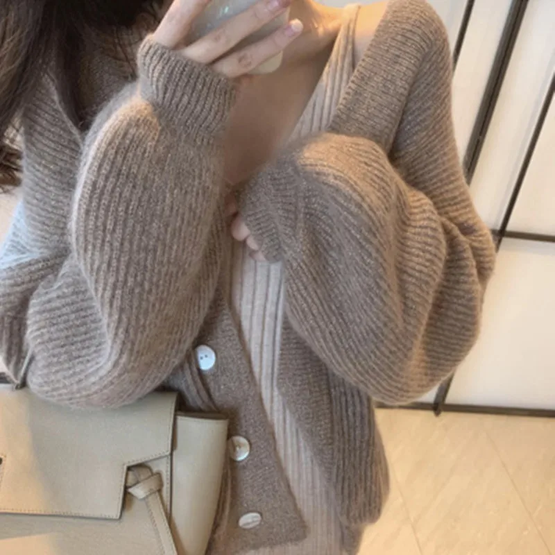 ZAWFL New Popular Cardigan Women Hot Selling Solid Single Breasted Knitted Sweater Loose Chic Charm Womens Tops Soft Outerwear |
