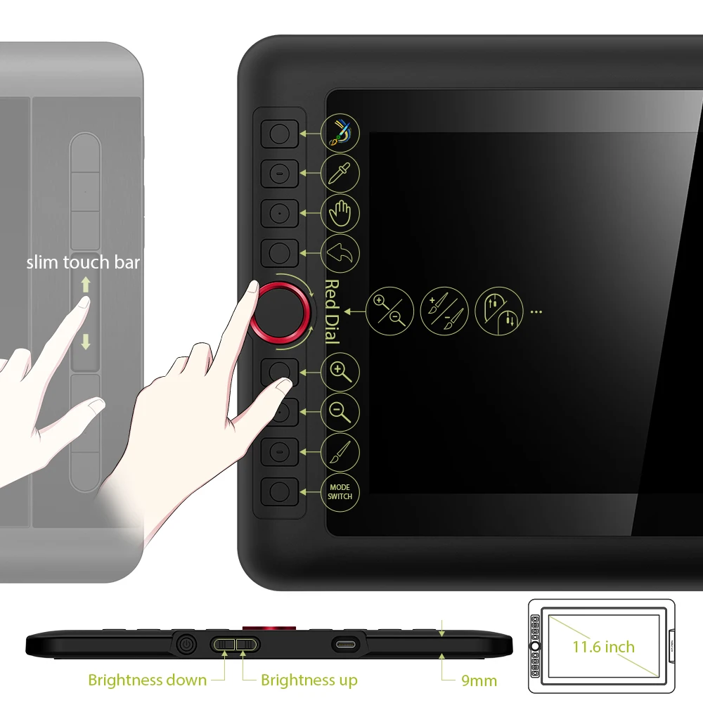 XP-PEN Artist 12 Tablette Graphique avec Ecran HD 11,6 Pouces Moniteur de  Dessin avec Stylet Passif à 8192 Niveaux de Sensibilité à la Pression -  Idéal Tablette à Ecran pour Les Débutants 