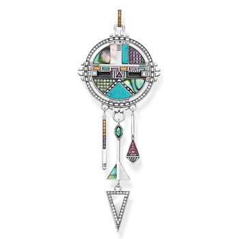 

Sun Symbol Dreamcatcher Pendants 925 Sterling Silver Blue Stone Mother of Pearl Thomas Jewelry Necklace Accessories Women Men