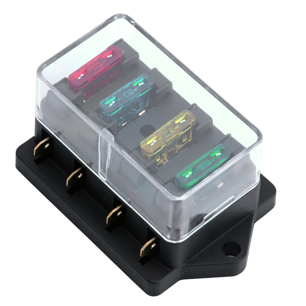 Горячая 12 V/24 V 4 Way электроцепь автомобиля Стандартный плавкий предохранитель ATO коробка блок держатель + 4 предохранителя Прямая поставка