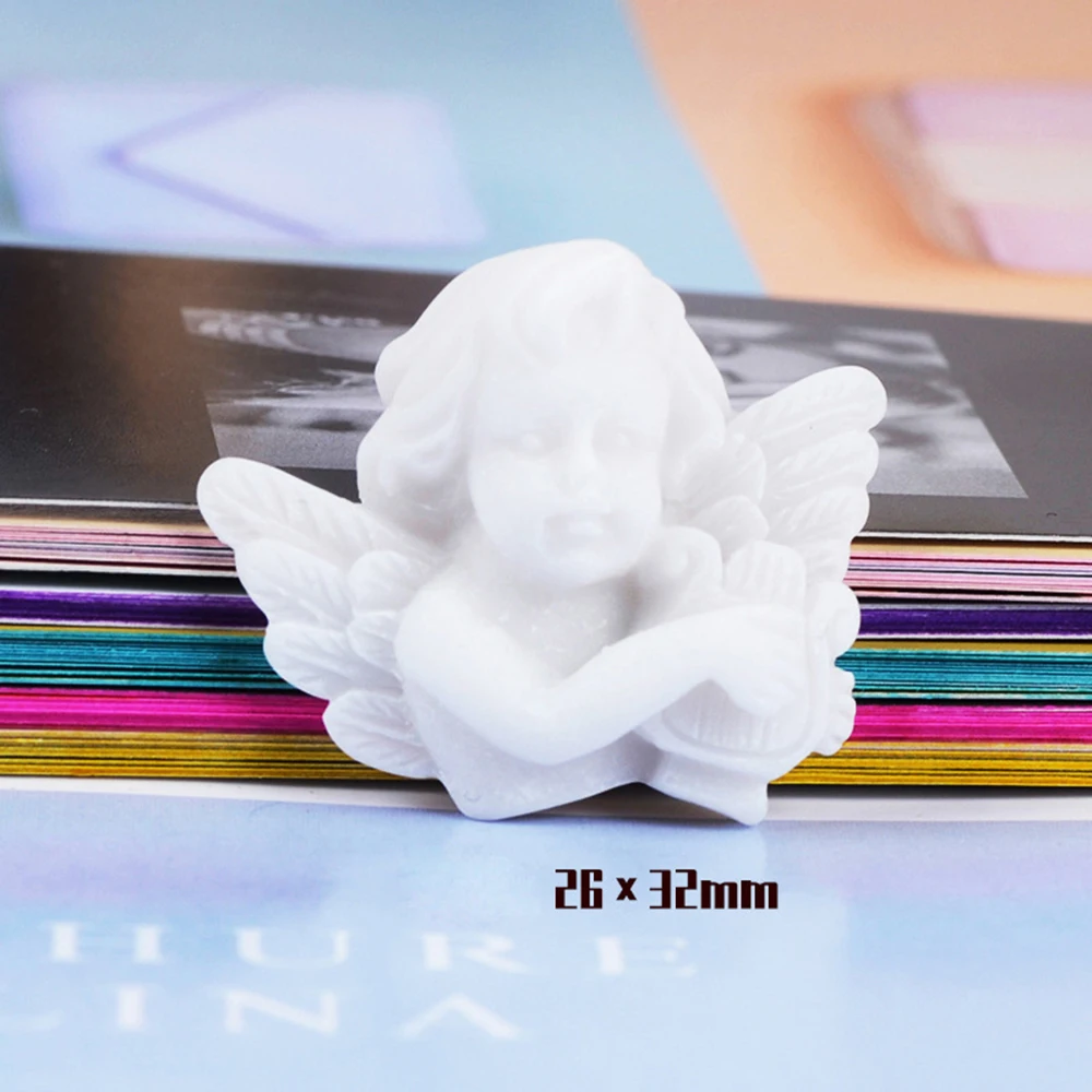 10 Pcs Cute White Wing Angel 3D Resin Charms Slime Clay Accessores Kids Toys Eardrop DIY Crafts Handmade Accessory