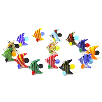 Accessori per la decorazione dell'acquario Ciondolo per pesci tropicali in vetro Stile giapponese Appeso Simpatiche figurine in miniatura di animali marini