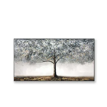 

Quadro Big size beautiful Silver tree 100% Handmade canvas oil painting wall art picutre home decoration for living room bedroom