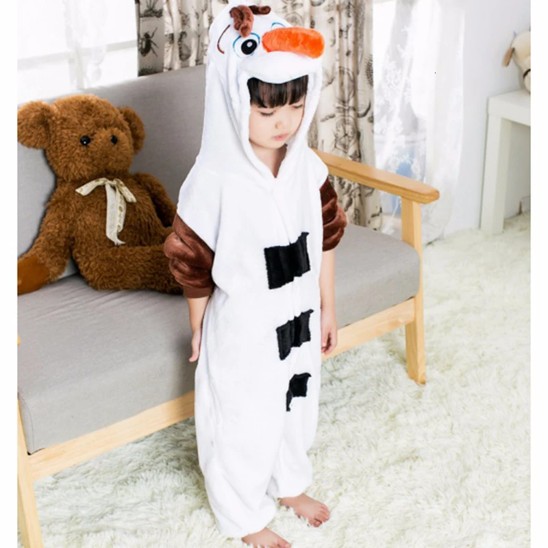 Пижамы кигуруми с изображением снеговика Олафа для взрослых и детей женские и мужские для мальчиков и девочек Карнавальный костюм Олафа из мультфильма зимние фланелевые теплые ползунки, пижамы
