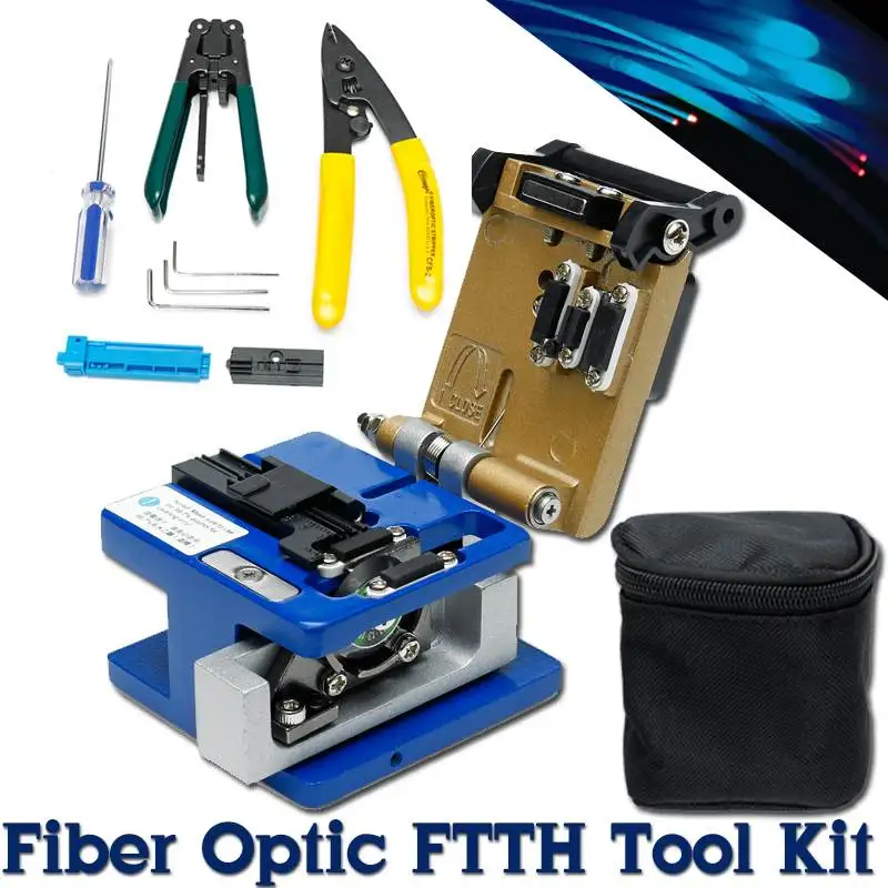 FTTH Splicing Splice Fiber Optic Striper Tool Kit Set Fiber Cleaver FC-6S UK 