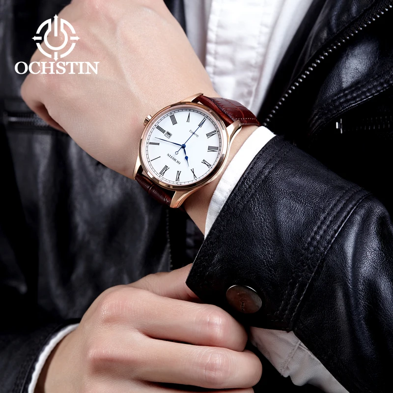 Роскошные часы для мужчин OCHSTIN Топ бренд военные кварцевые наручные мужские кожаные спортивные часы для женщин мужские часы модные наручные часы Relogio