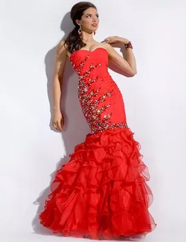 

Mermaid robe de soiree Beaded Crystal Ruffles Prom Women Prom Gown vestido de baile abendkleider mother of the bride dresses