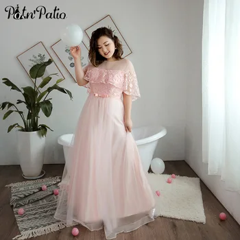 

Plus Size Pink Evening Dresses For Birthday Party 2020 Elegant O-neck With Lace Jacket A-line Floor-length Tulle Long Prom Dress