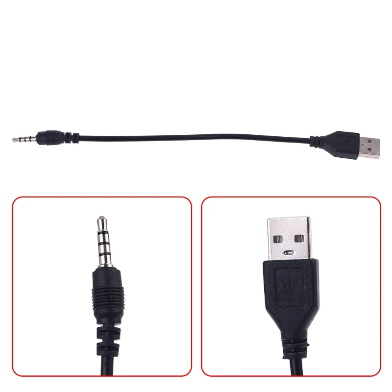 USB мужчина к 3 5 мм стерео аудио разъем для наушников кабель MP3 MP4 Цвет: черный