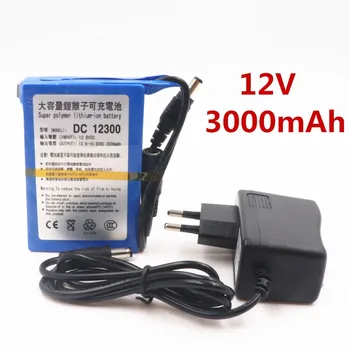 

100% DC 12V 3000mAh Li-ion DC12300 Super Rechargeable Battery Pack with Plug for CCTV Camera Batteries Baterias Bateria
