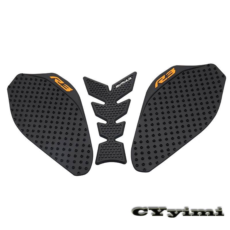 Motorrad Anti Slip Tank Pad Aufkleber Seite Gas Fisch Knochen Knie Grip Schutz Abziehbilder Für Yamaha YZF R3 YZFR3 2019 20