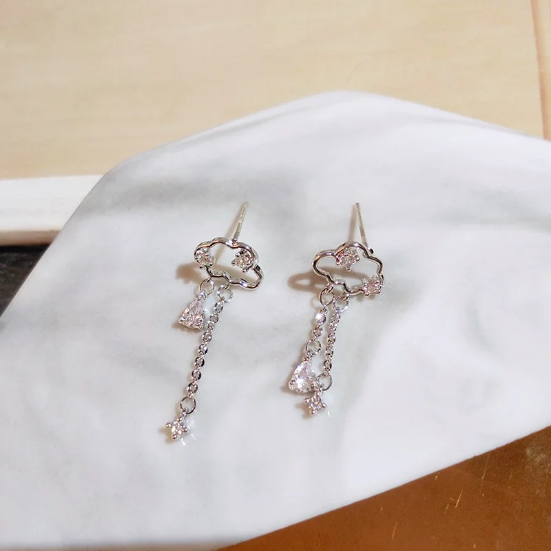 Trendy quality Hollow Cloud Cubic Zircon Tassel Drop Earrings for Women Girl Party Birthday Gift Sweet Brincos | Украшения и