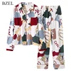 BZEL New Autumn Winter Sleepwear 2 Piece Sets For Women's Cotton Pajamas Turn-down Collar Homewear Large Size Pijama Pyjama XXXL ► Photo 2/6