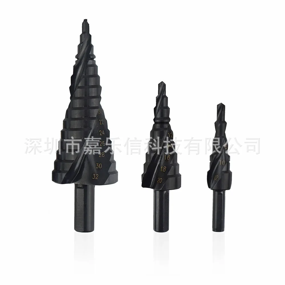 

High-Speed Steel Spiral Groove Nitrogen Step Drill 4-32 Size Step Drill Multi-functional Export Drill Bit 3 Pieces