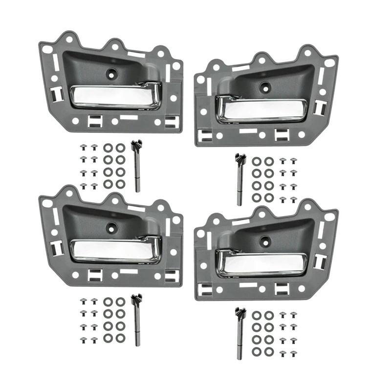 4 Set Inside Interior Door Handle Set For 20052011 Jeep Grand Cherokee Gray+chrome (front Rear